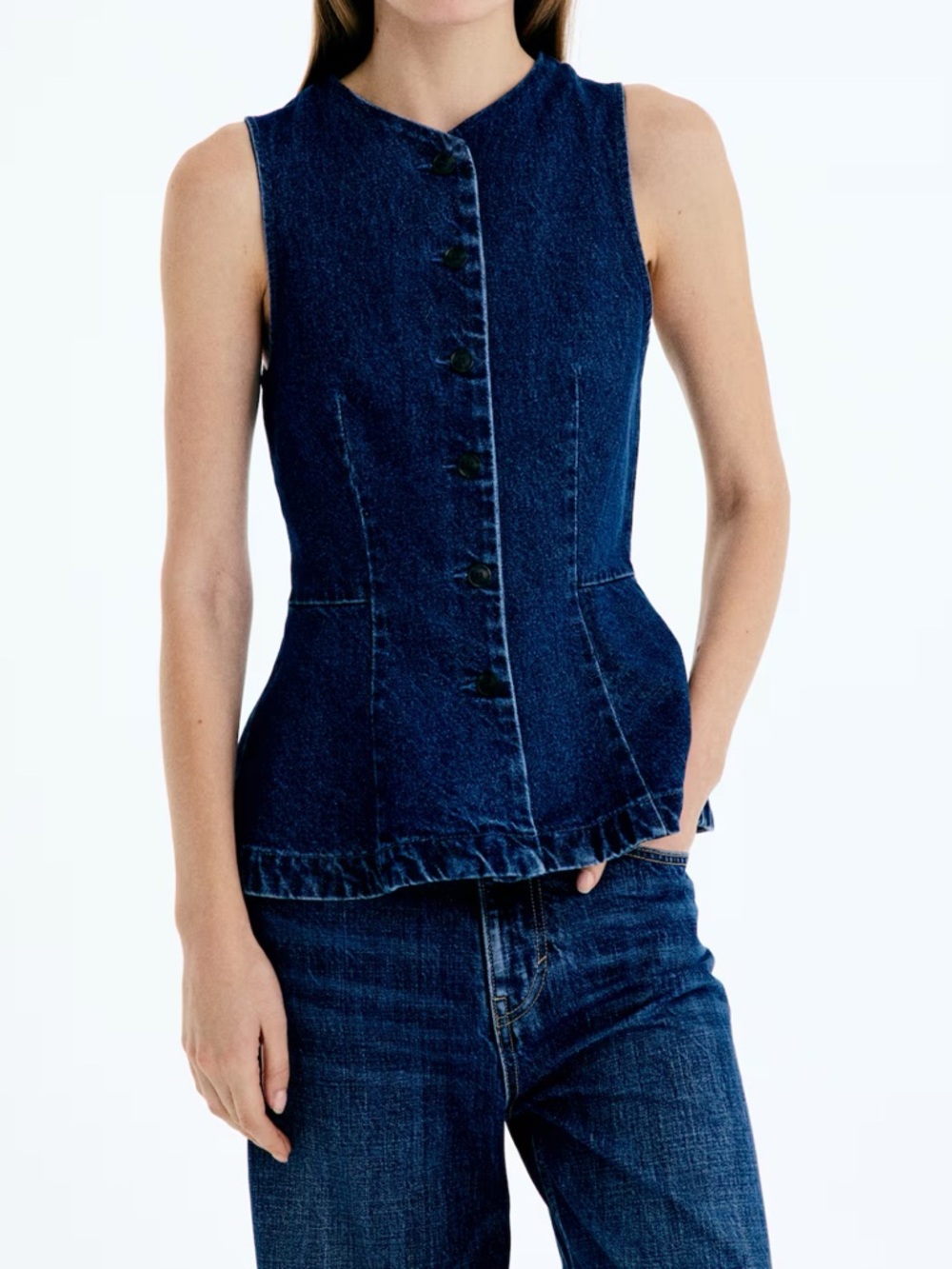 NWT H&M peplum denim vest